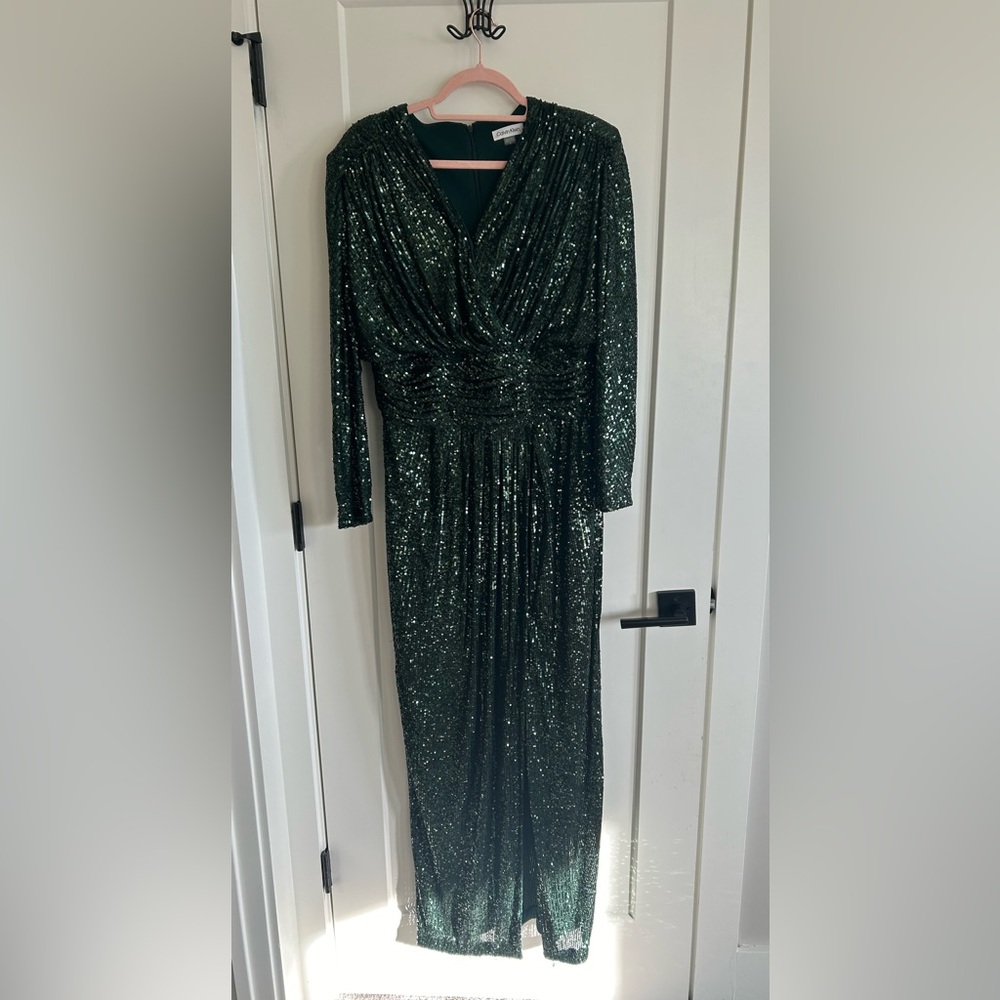 Dark green sequin Calvin Klein dress, size 14